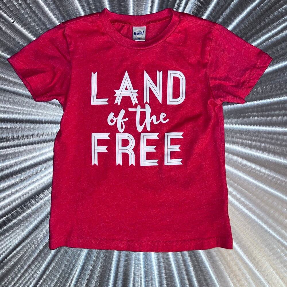 Land of the Free - USA, Patriotic Toddler Red Tee Shirt - Size: 4T